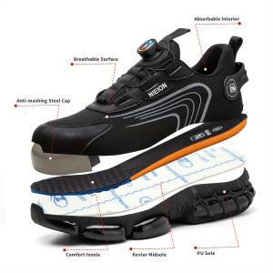 Work Sneakers Protective Shoes, Safety Industrial Puncture-Proof Anti-smash Steel Toe Shoes, Safety Work Shoes